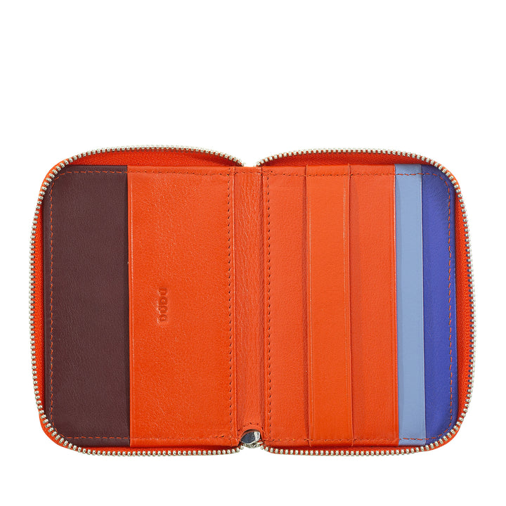 DUDU Men's Small Soft Leather Wallet with Zip, Ultra Compact Mini Wallet with zipper, Banknotes, Card holders and Cards