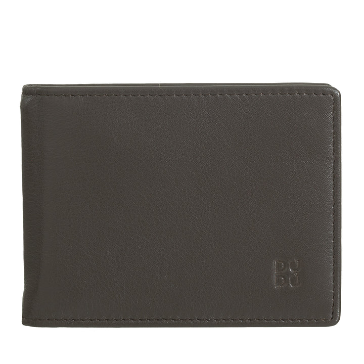 DUDU men's wallet with clip stopsoldi, small compact thin portfolio with rfid protection, credit card holder and rear zip