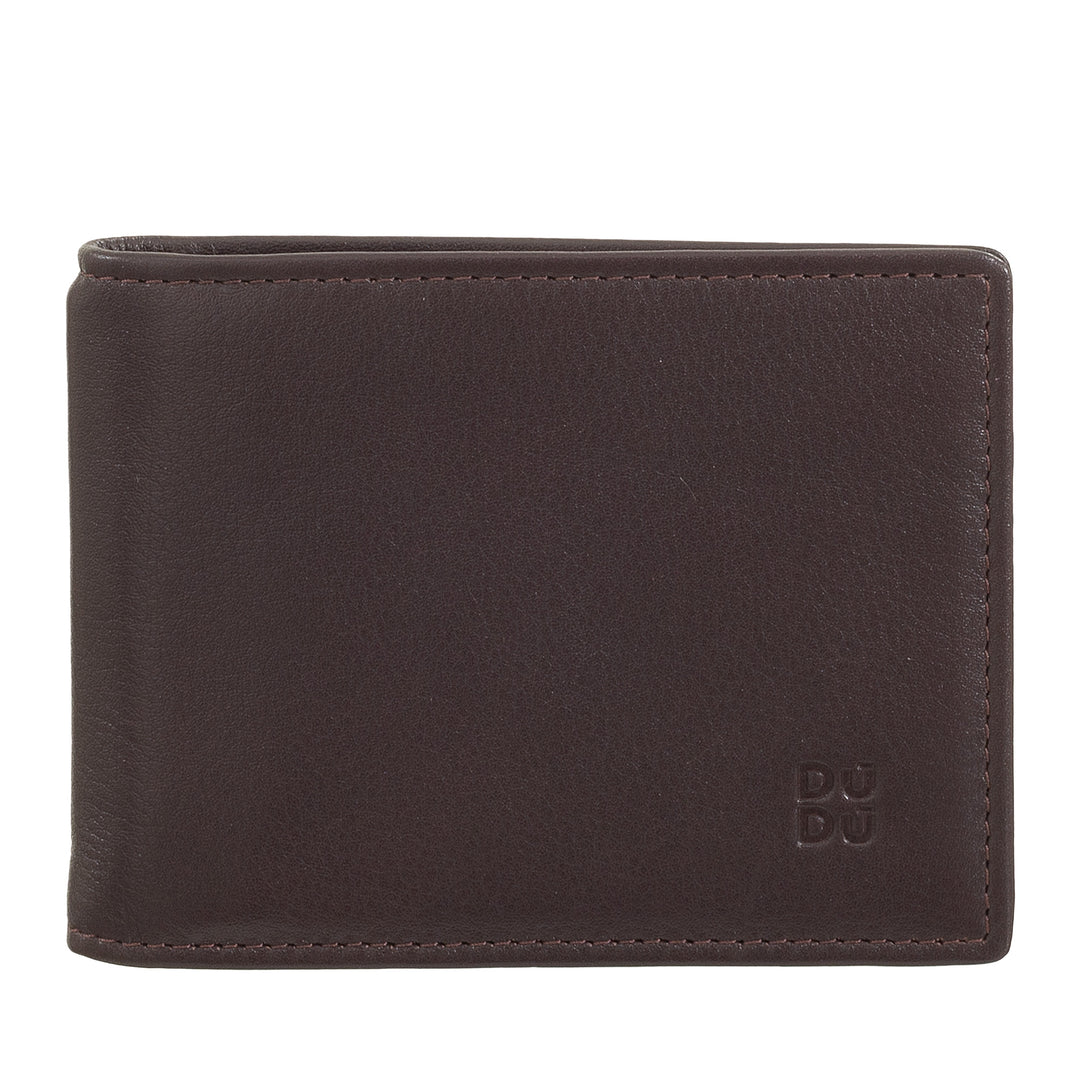 DUDU men's wallet with clip stopsoldi, small compact thin portfolio with rfid protection, credit card holder and rear zip