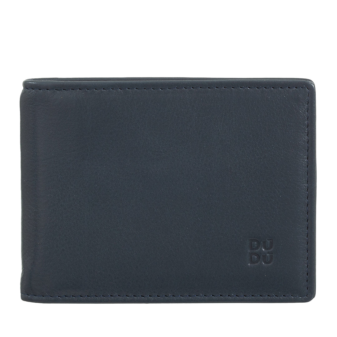 DUDU Men's Wallet with Money Clip, Small Compact Thin Wallet with RFID Protection, Credit Card Holder and Rear Zip