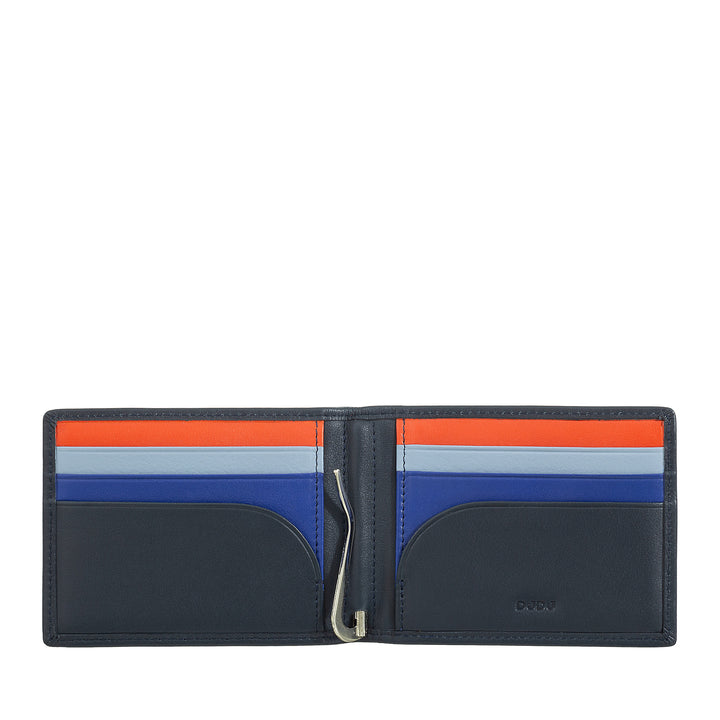 DUDU Men's Wallet with Money Clip, Small Compact Thin Wallet with RFID Protection, Credit Card Holder and Rear Zip