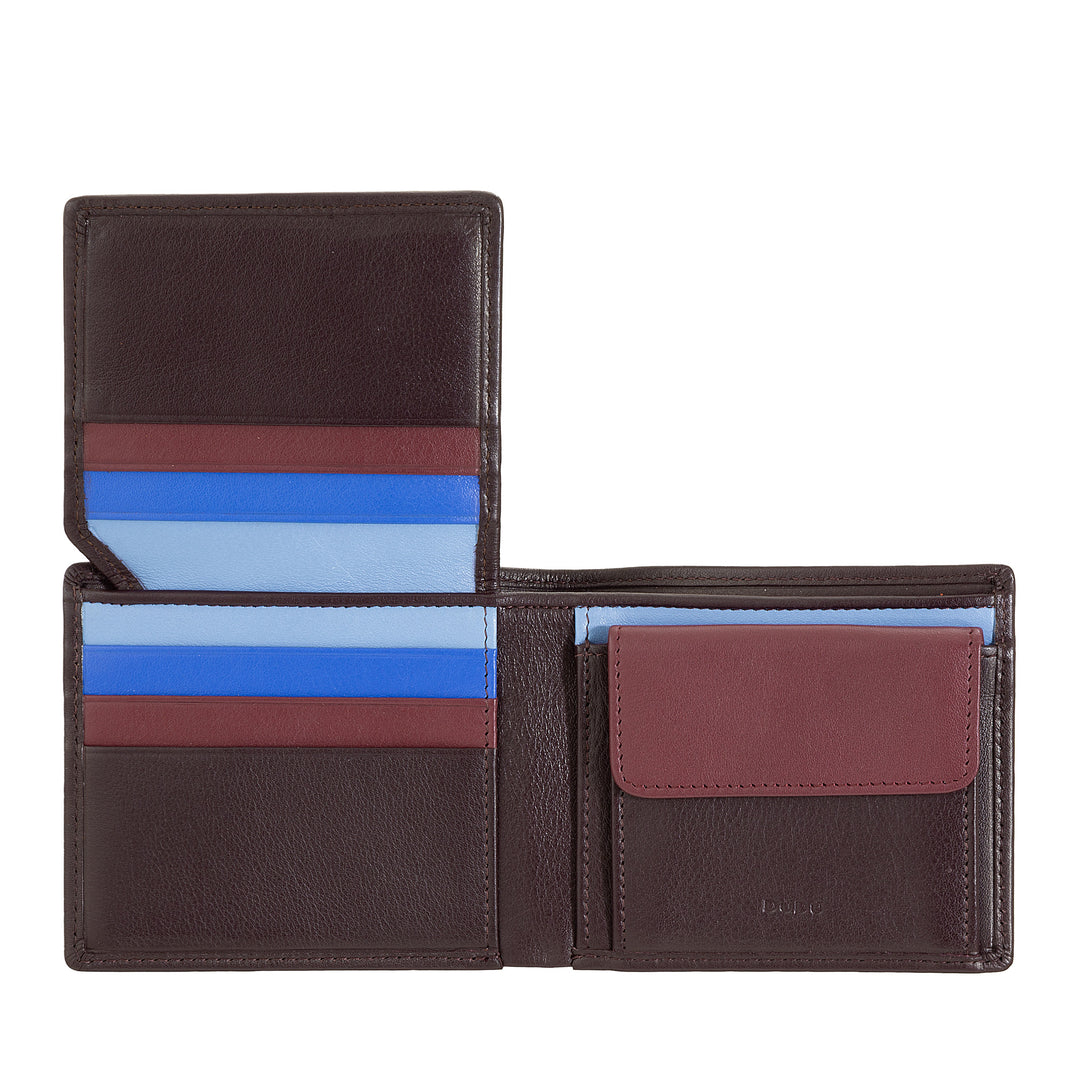 DUDU Small Men's RFID Leather Wallet with Coin Wallet