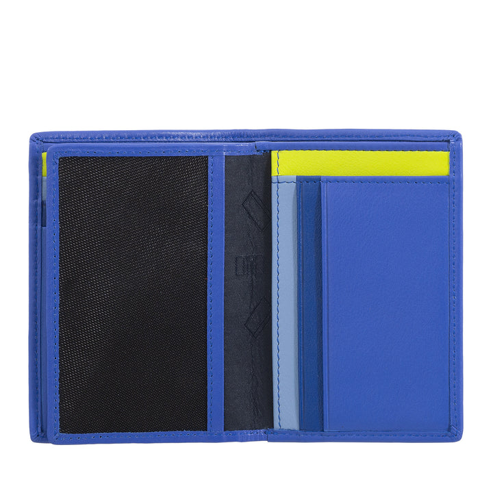 DUDU Men's Wallet Rfid Blocking in Leather, small Bifold Pocket Wallet with ID Window, 9 Credit Card holders, Banknotes holder