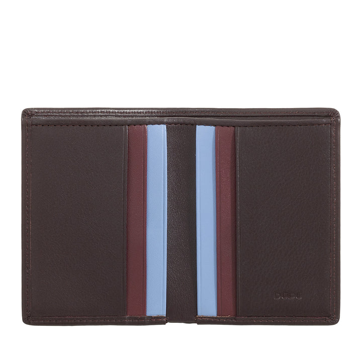 DUDU Men's Leather Wallet, Slim men's wallet with credit card holder, cash case holder, small and compact, with RFID protection