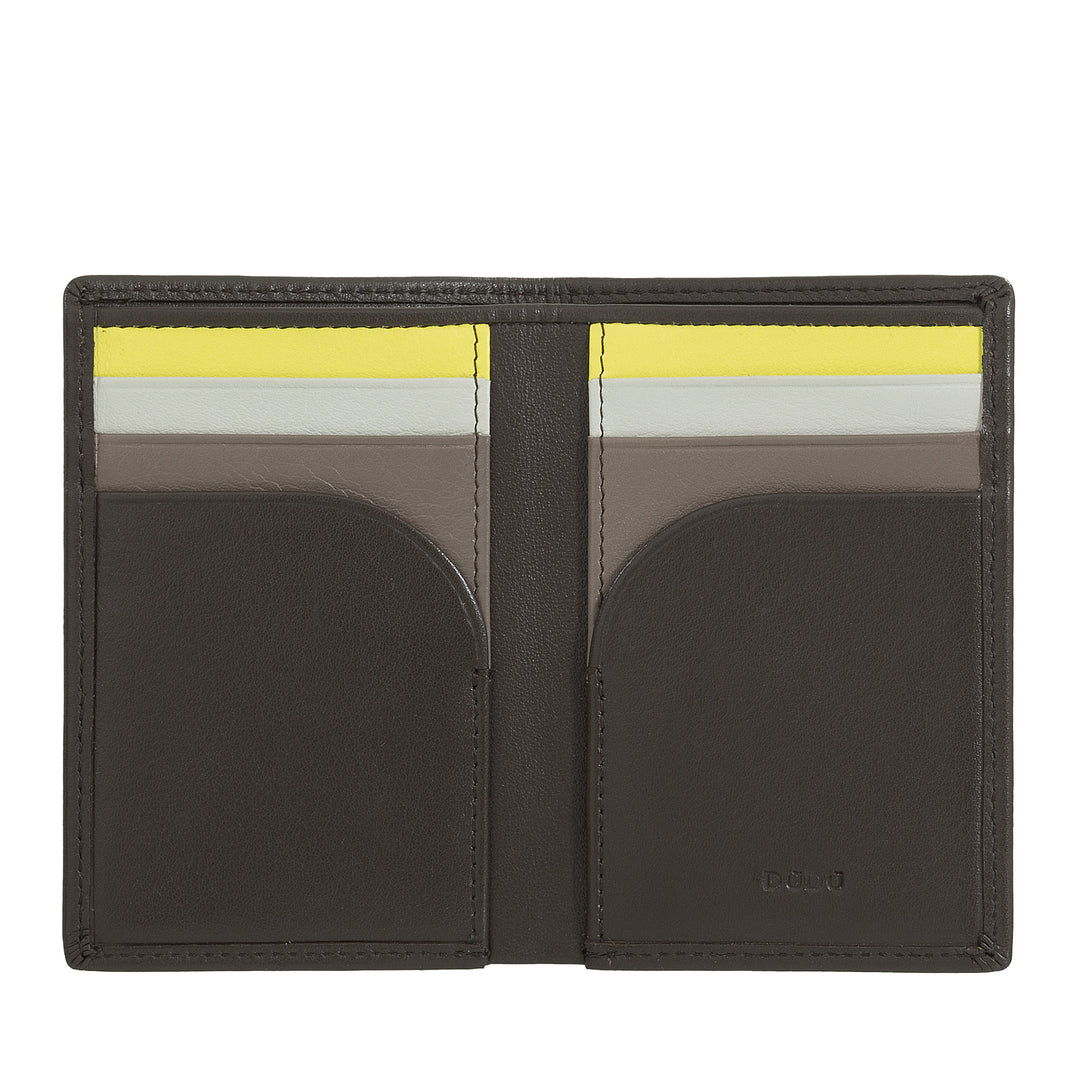 DUDU Men's Wallet in Small Leather, Compact Slim Men's Wallet with Credit Card holder, Cash banknotes holder, Door Zip, with RFID protection