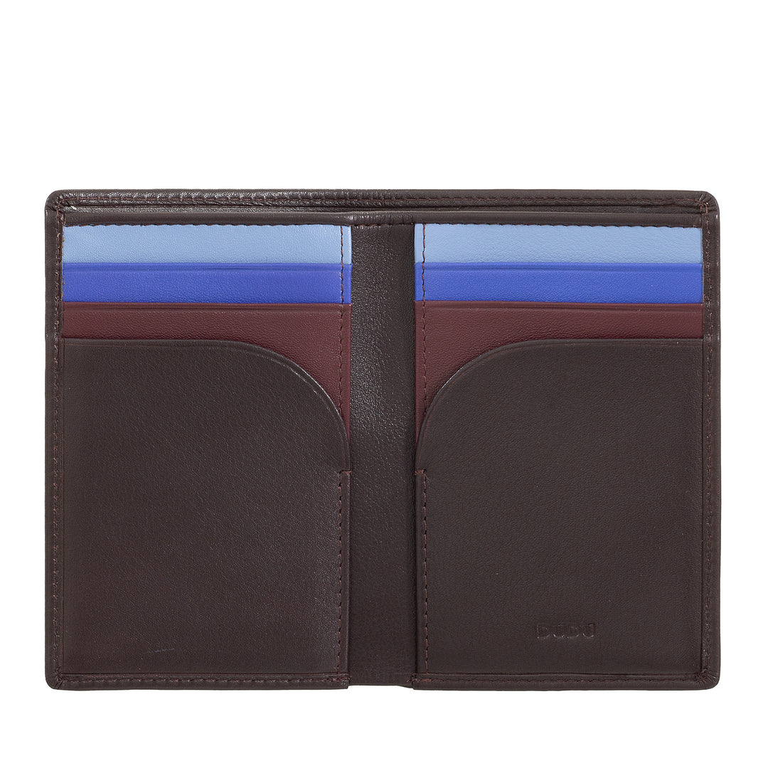 DUDU Men's Wallet in Small Leather, Compact Slim Men's Wallet with Credit Card holder, Cash banknotes holder, Door Zip, with RFID protection