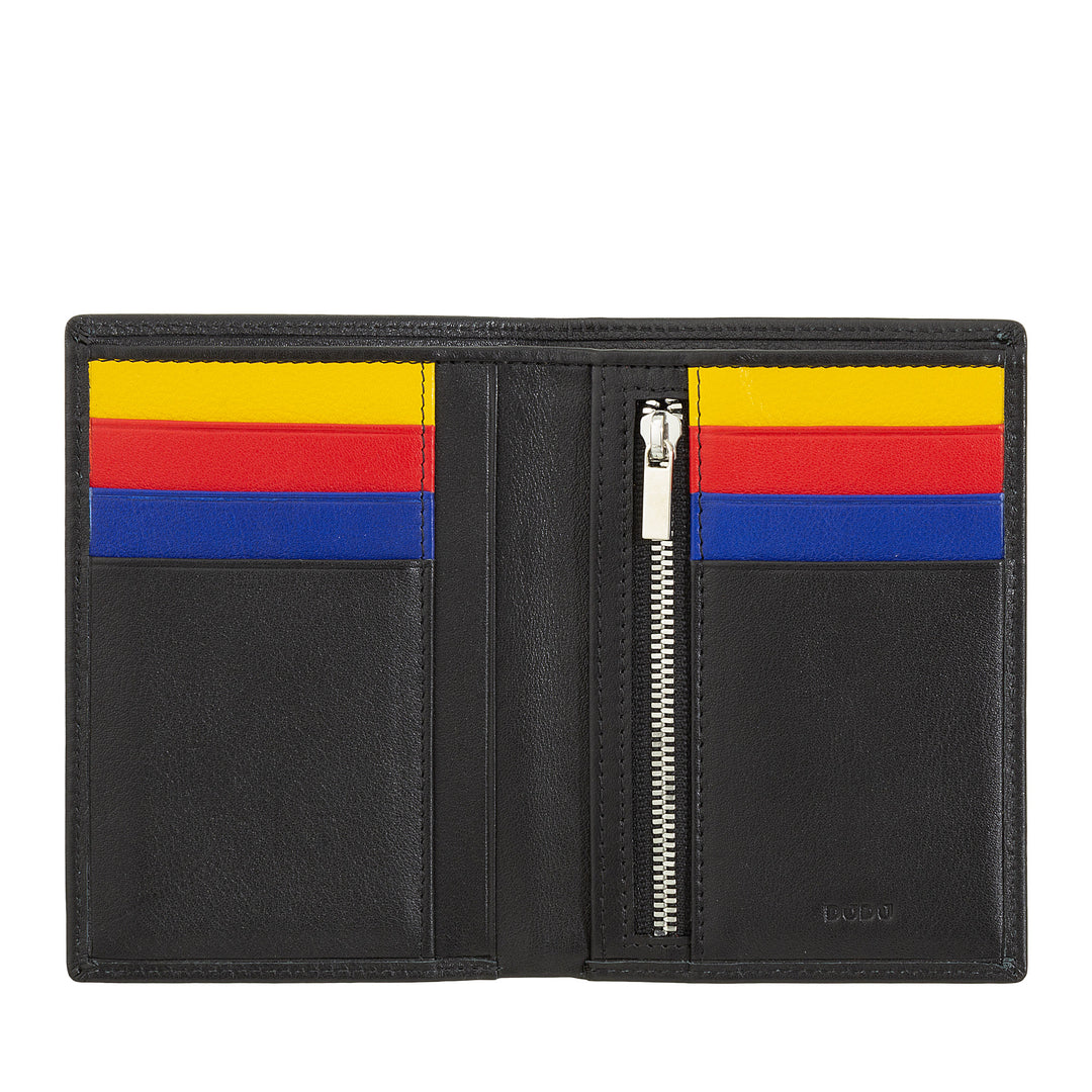 Dudu Men's Slim Portfolio of Vera Leather, Small and Thin, Bring Money and Credit Cards, Compact Care with Internal Zip zip hinge, Minimal Design