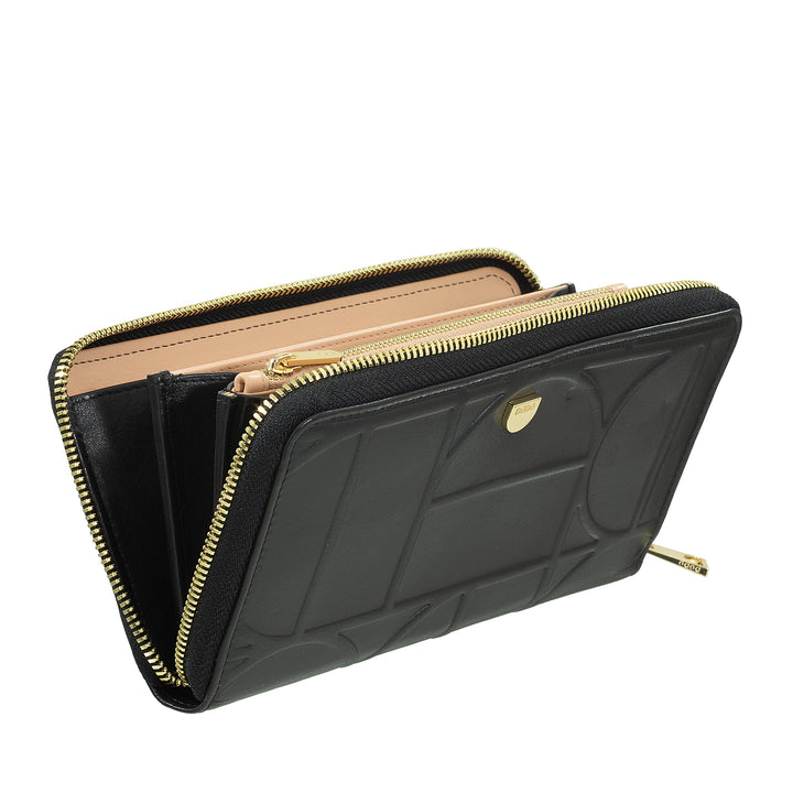 DUDU WOMEN'S WOMEN'S LARGE RFID of real printed leather, AROUND ZIP WALLS WITH CARD RATE CARD AND LAME LOCK