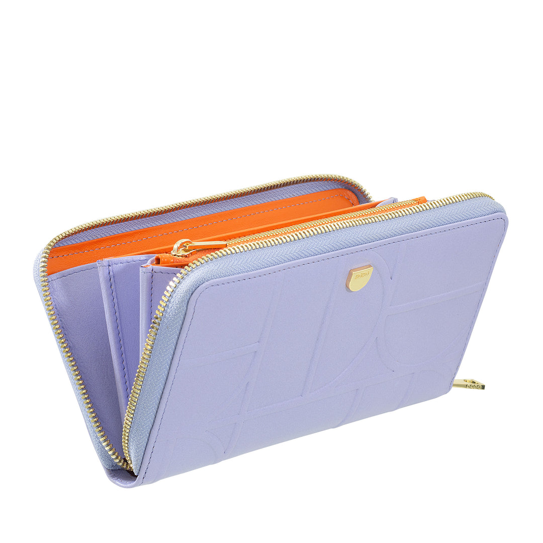 DUDU WOMEN'S WOMEN'S LARGE RFID of real printed leather, AROUND ZIP WALLS WITH CARD RATE CARD AND LAME LOCK