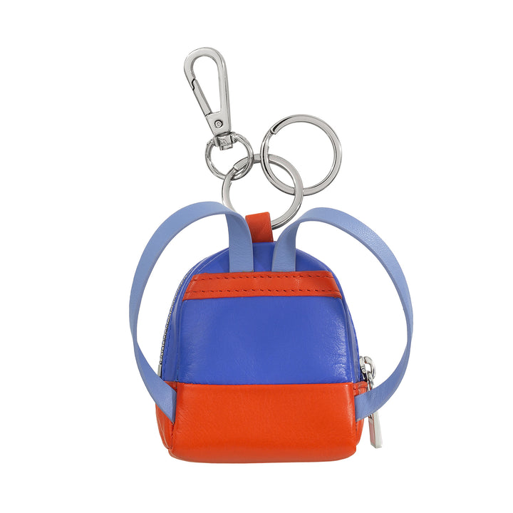 DUDU small bag boars with keychain woman in leather, design with mini backpack, zip zipper, double ring and carabiner