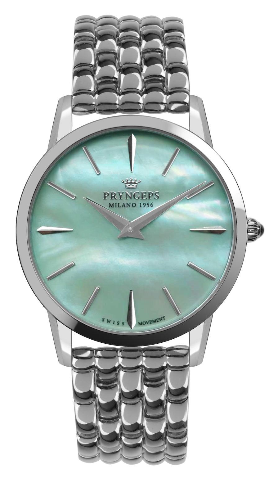 Pryngeps orologio Slim 36mm donna acciaio quarzo quadrante madreperla verde acqua A1201/3M MPV - Capodagli 1937