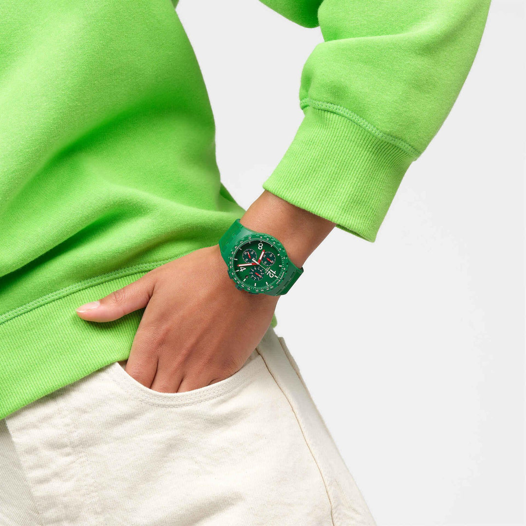 Swatch orologio PRIMARILY GREEN Originals Chrono 42mm SUSG407 - Capodagli 1937