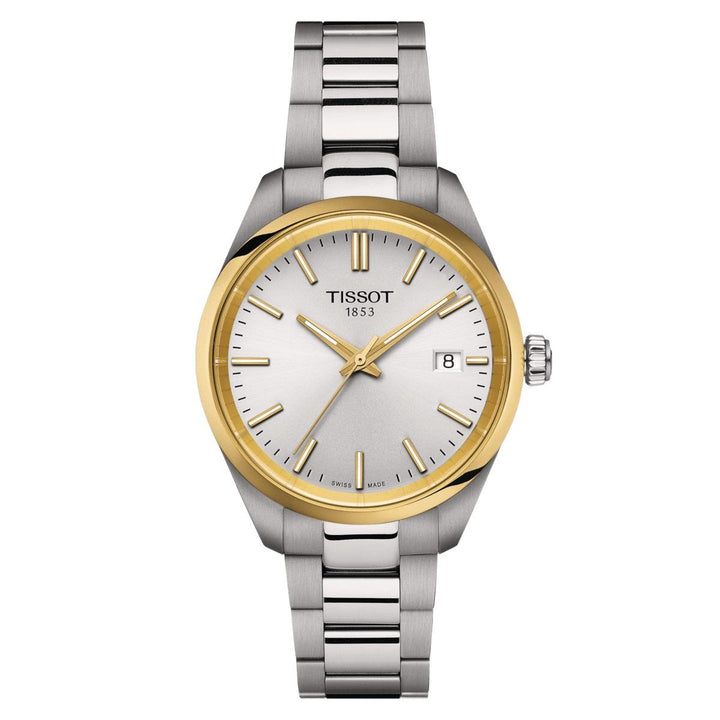 Tissot orologio PR 100 34mm argento quarzo acciaio finiture PVD oro giallo T150.210.21.031.00 - Capodagli 1937