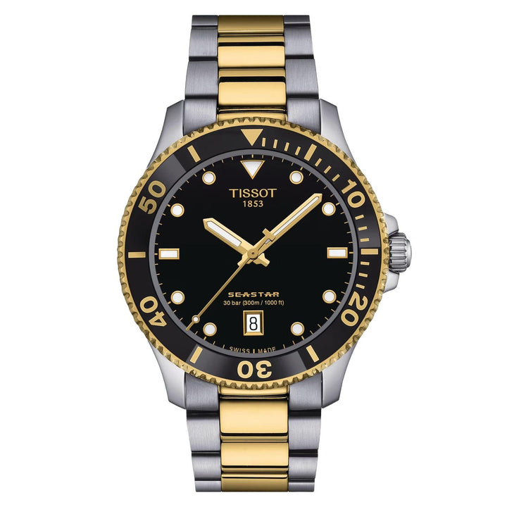 Tissot orologio Seastar 1000 40mm nero quarzo acciaio finiture PVD oro giallo T120.410.22.051.00 - Capodagli 1937