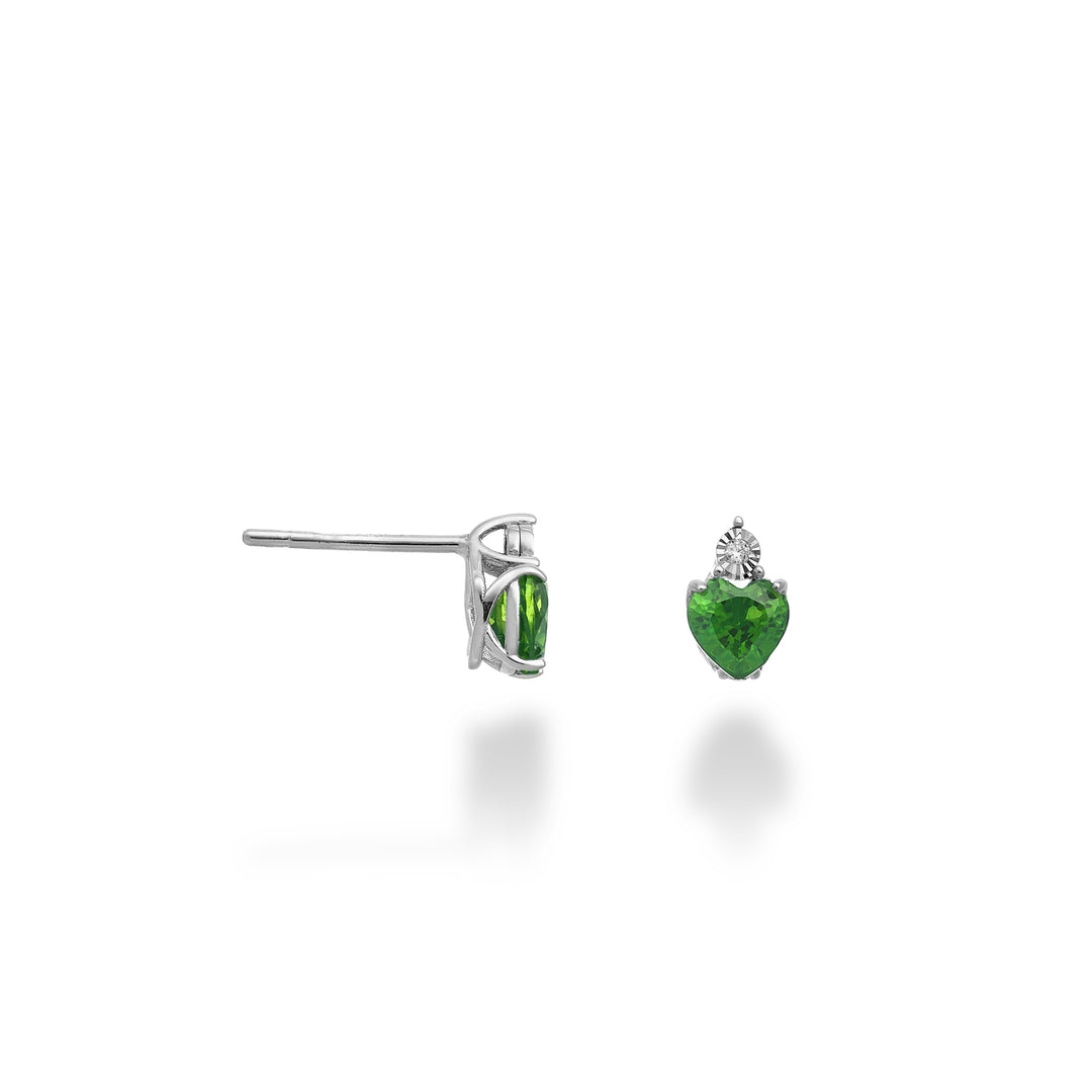 Mikiko or 18k emerald 5x5 heart with diamond MO5178O4BE