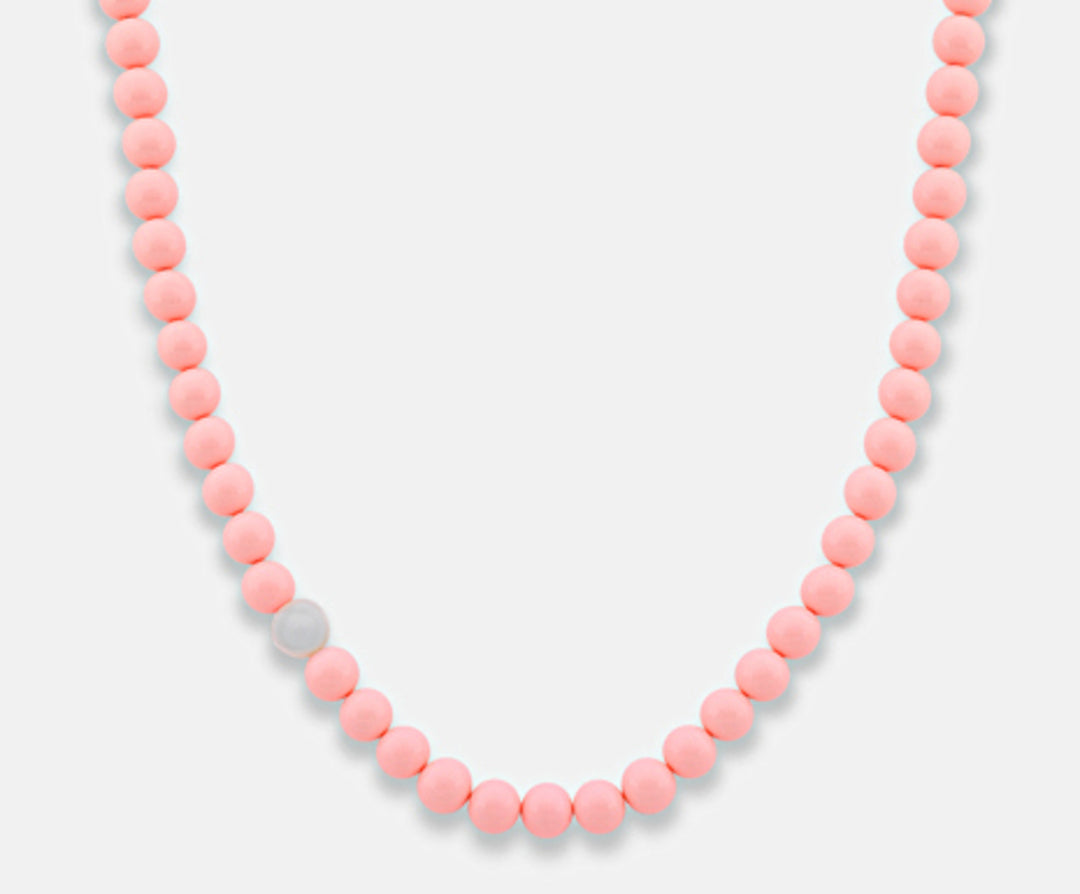 Nihama cl ag925 agglomerate of pink coral and white agate 10mm 50 cm NC7092A4CORALLO010