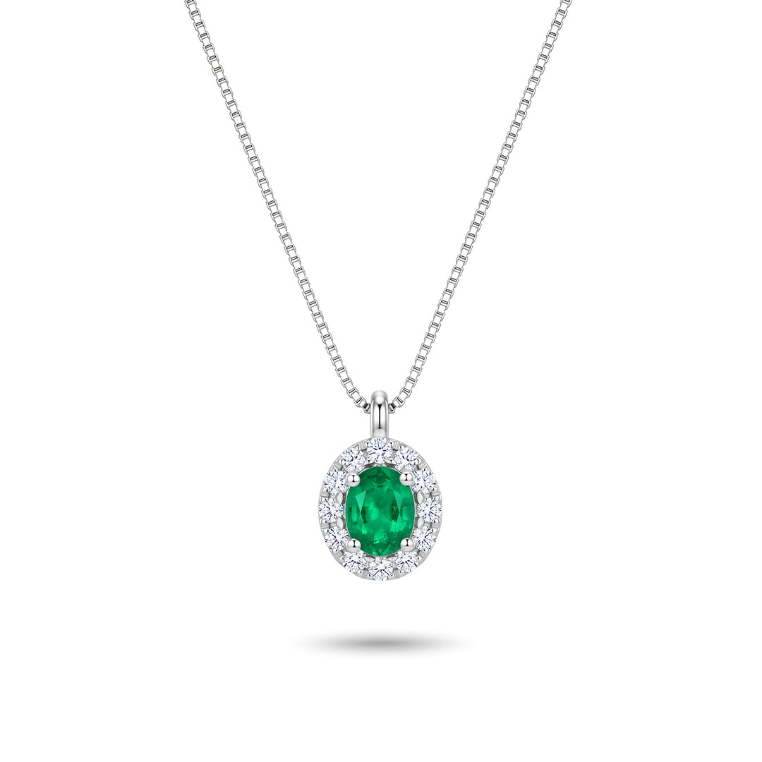 Nihama cl 18k oval emerald 4x3 with diamond surround ND5201O4BE
