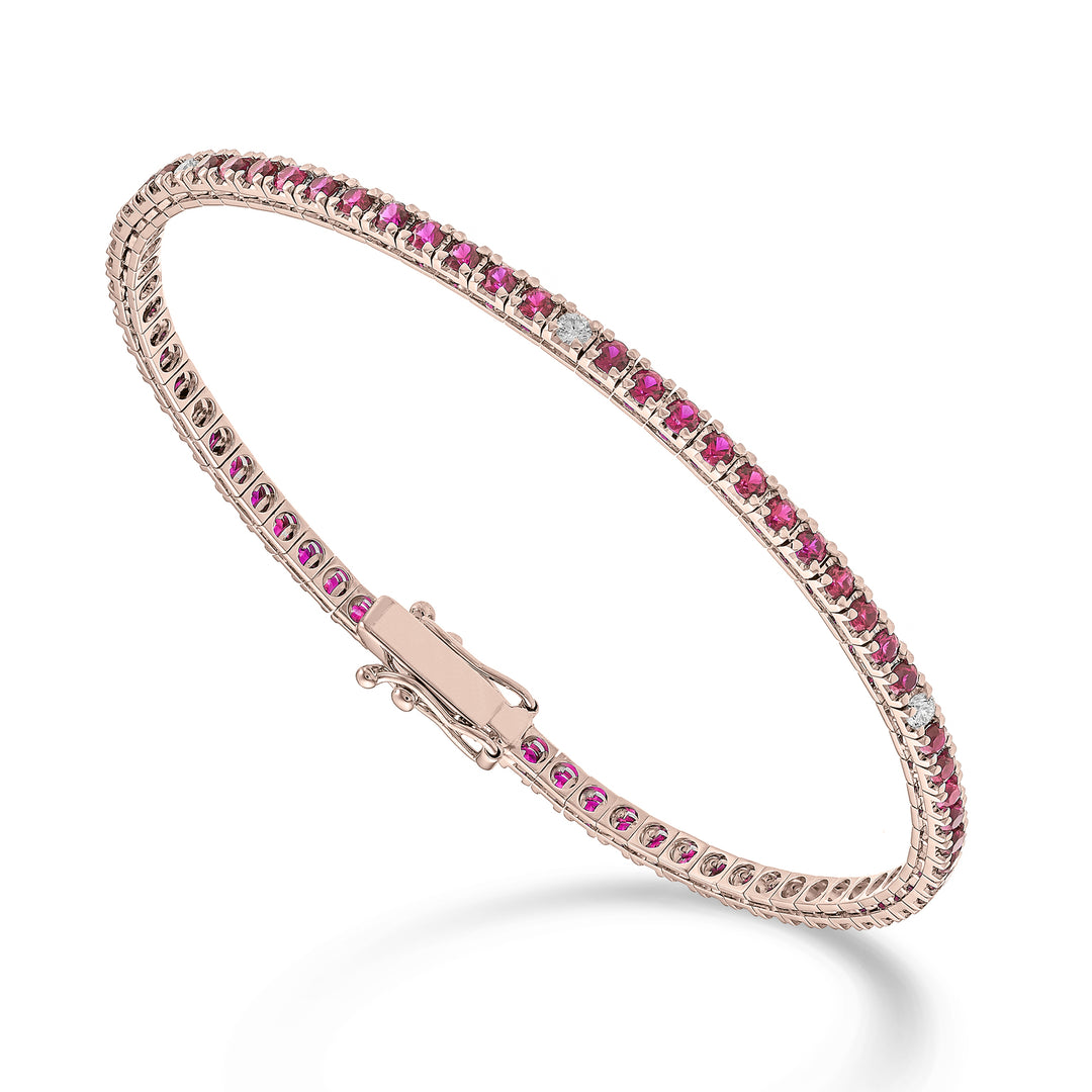 Mikiko br tennis 18k rubies 2.90 ct rose gold diamonds ct. 0.22. 17.5 cm - 71 settings MBTQ250RBRDIO3