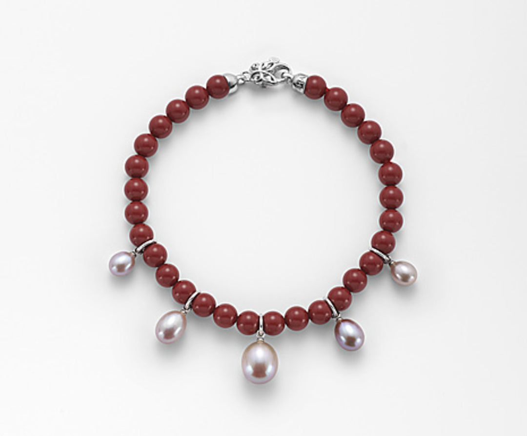 Nihama br ag925 fw mu drop 5,5/6 6,5/7 8/8,5 red coral agglomerate 6mm NB7372A4COROSSO