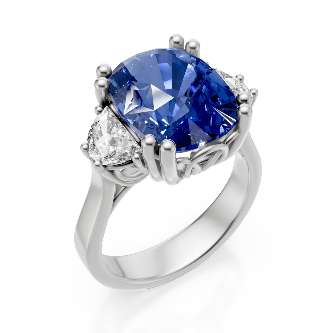 World Diamond Group 12x10 cushion sapphire ring and lateral crescents APU524DZB-25049110096