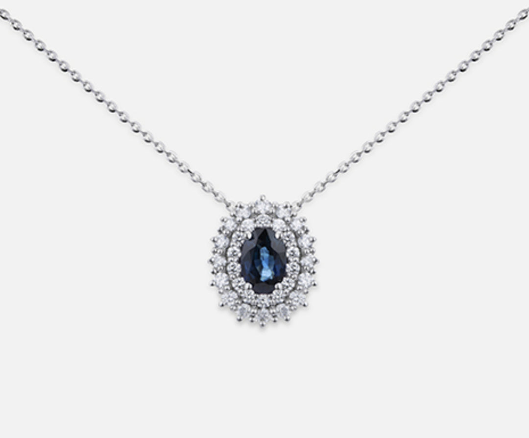 Nihama cl 18k sapphire no. oval 6x4 ct.0.67 dia ct.0.37 ND5060O4ZFN067
