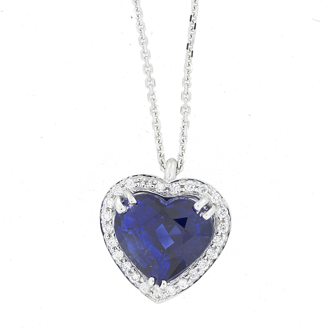 Golay necklace with heart sapphire pendant and diamond outline GZAFC02-24152110043