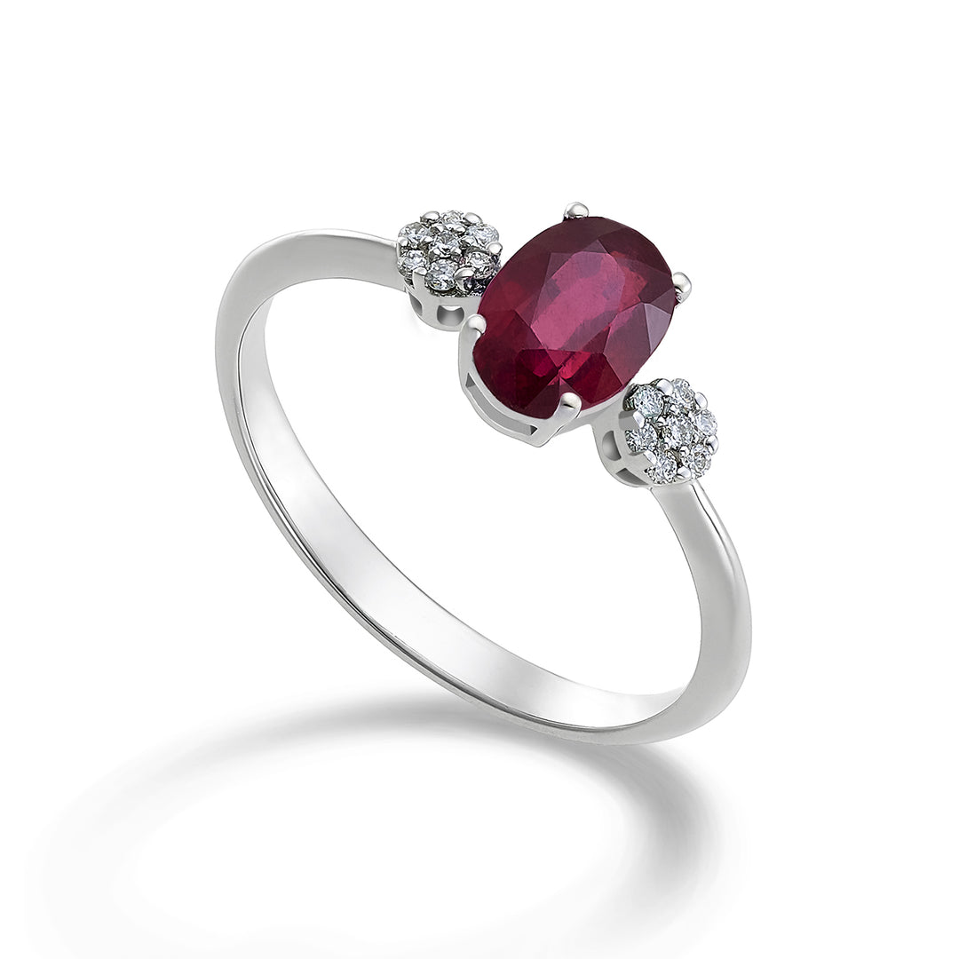 Mikiko an 18k oval ruby ​​7x5 ct. 0.90 diam. ct.0.08 MA5058O4RBC