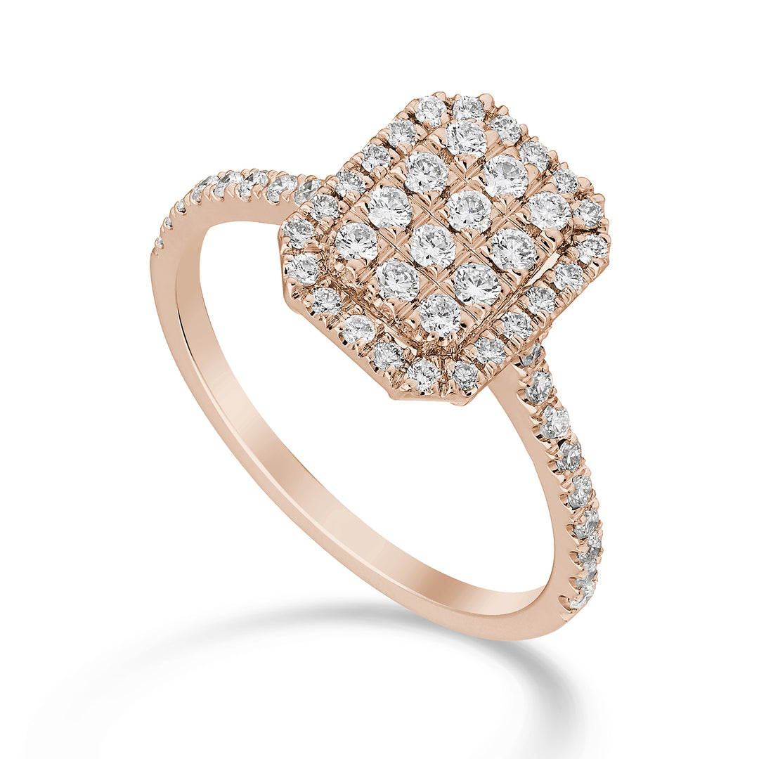 Golay octagonal multistone ring and shank inc rose gold AMPC001DIR-23088110029