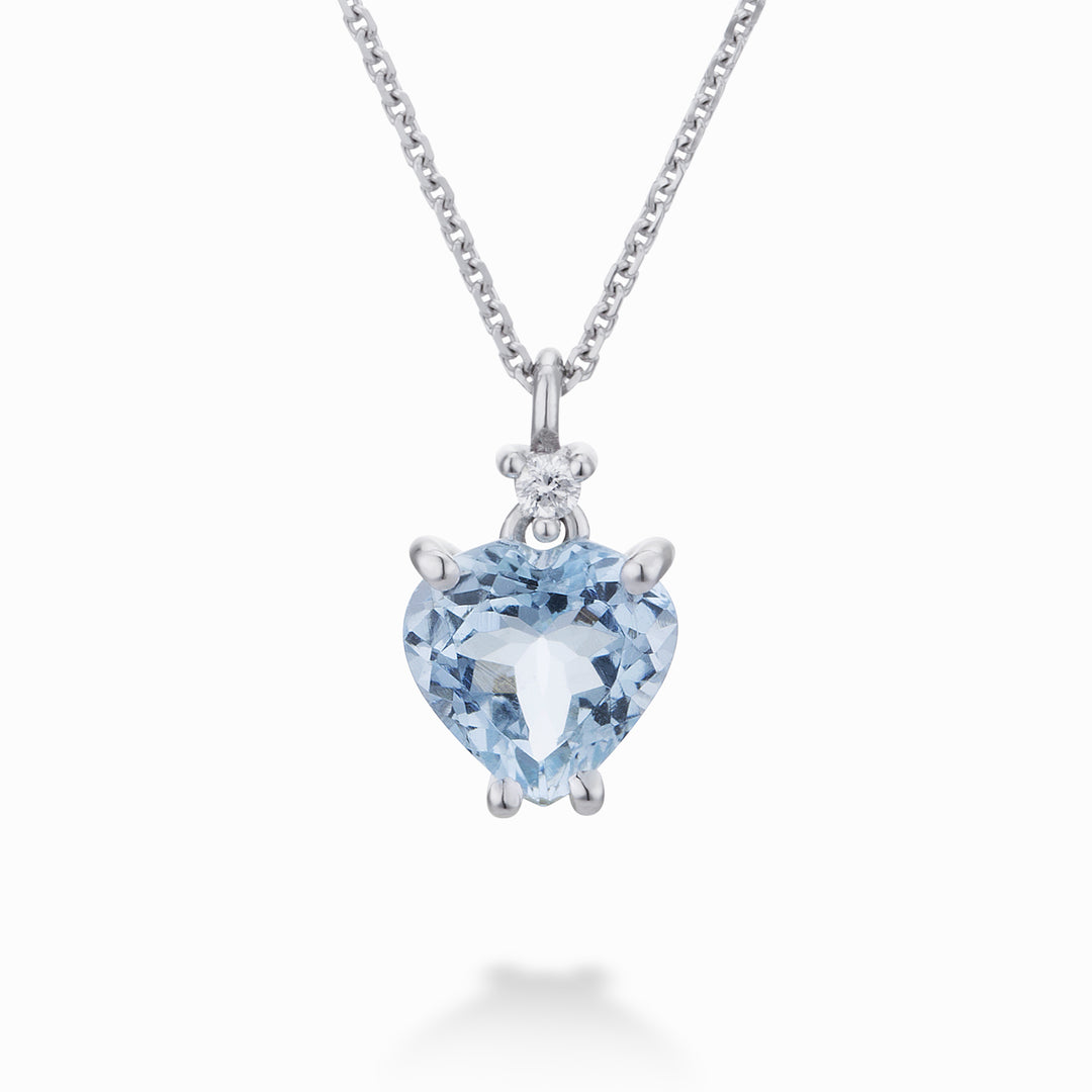 World Diamond Group aquamarine heart pendant necklace 8x8 and diamond PCL198DIAQ88-22248110004