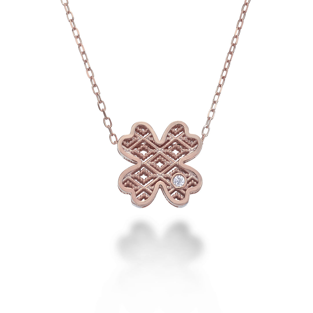 Nihama cl 18k rose gold cloverleaf diam. ct.0,01 NDQUADRO3