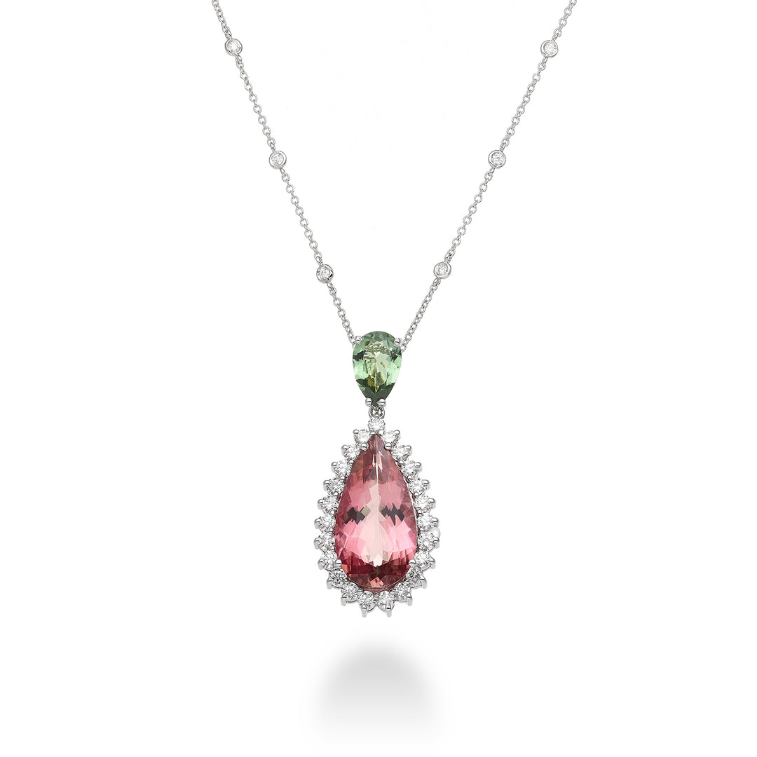 Golay pink and green tourmaline necklace with teardrop and diam GPU04DITO-23207110005