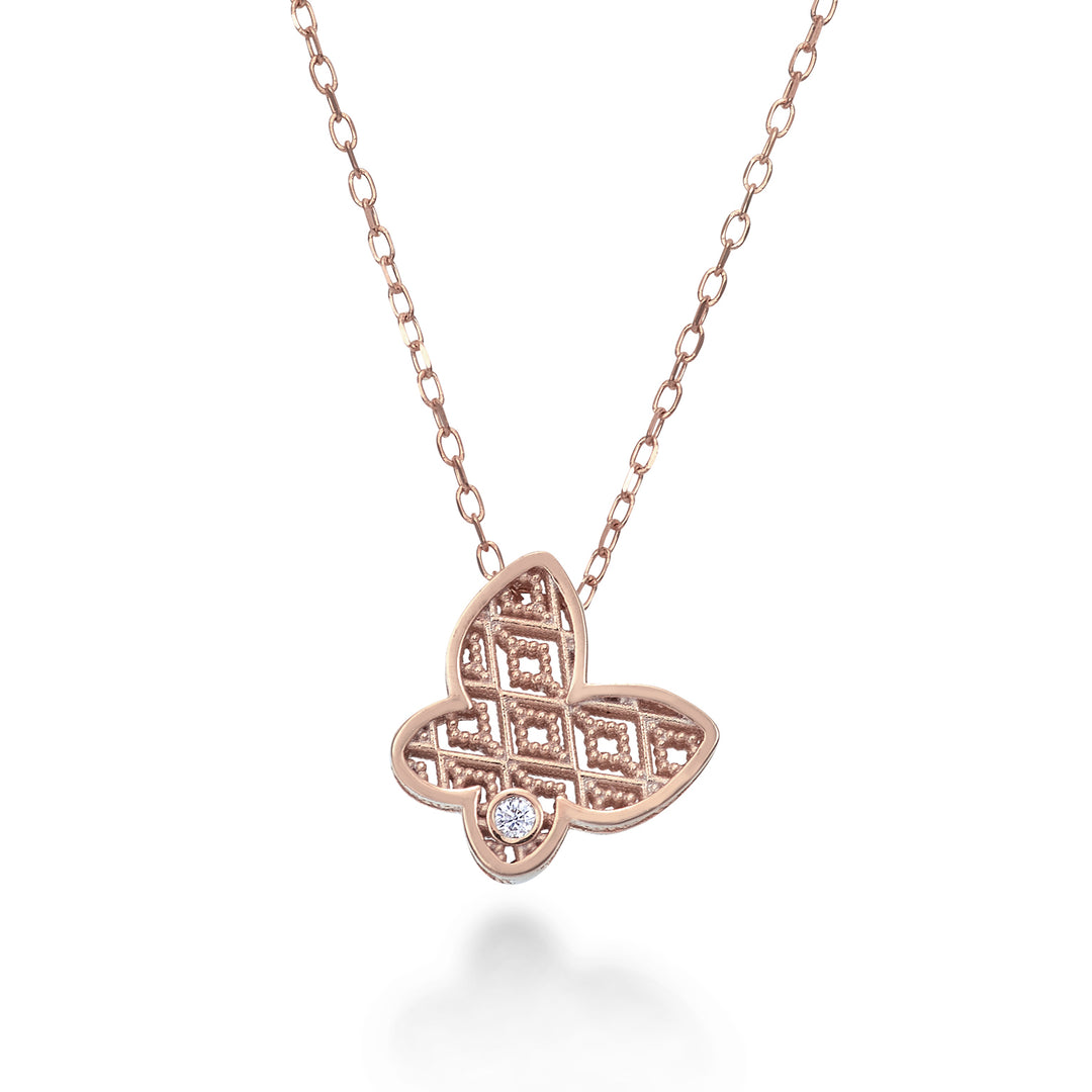 Nihama cl 18k rose gold butterfly diam. ct.0,01 NDFARFO3