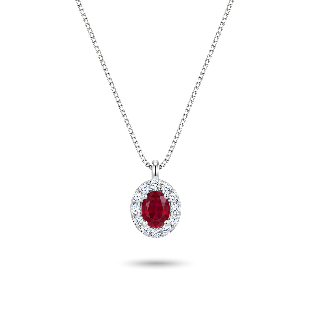 Nihama cl 18k oval ruby 4x3 with diamond surround ND5201O4RBC