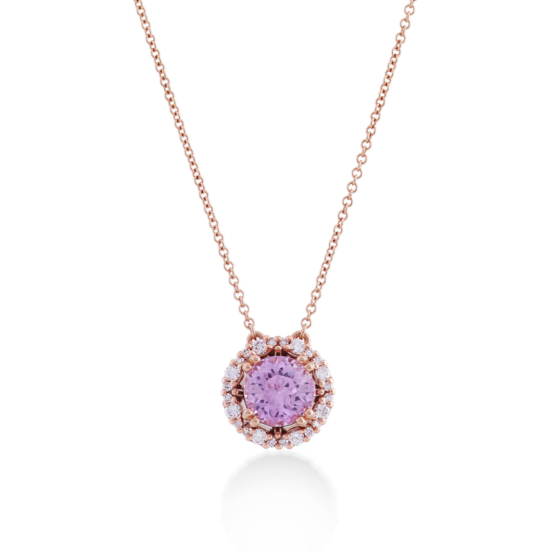 Nihama cl 18k round kunzite 8mm ct.2.39 diam. ct.0,30 NDCLC087DIKZ1O3.239