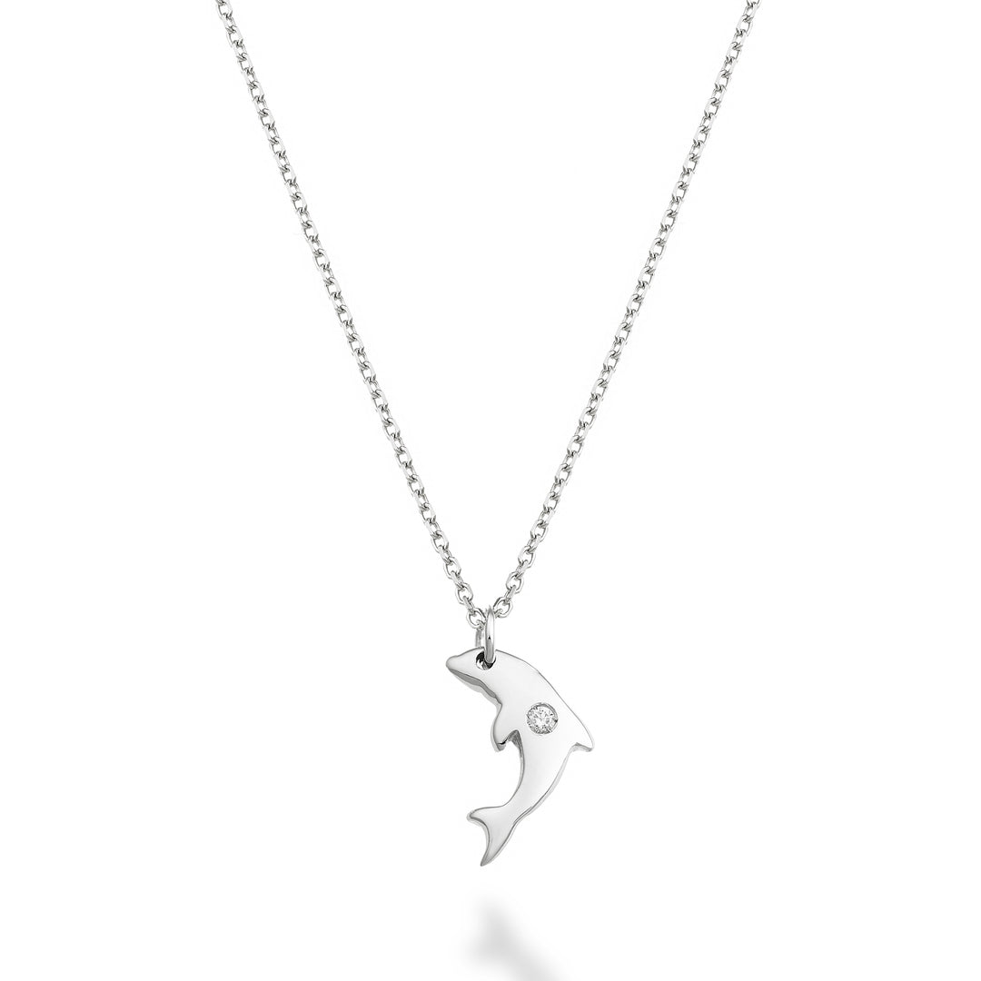 Nihama cl 18k dolphin 0.01 ct white gold ND5136O4BR001