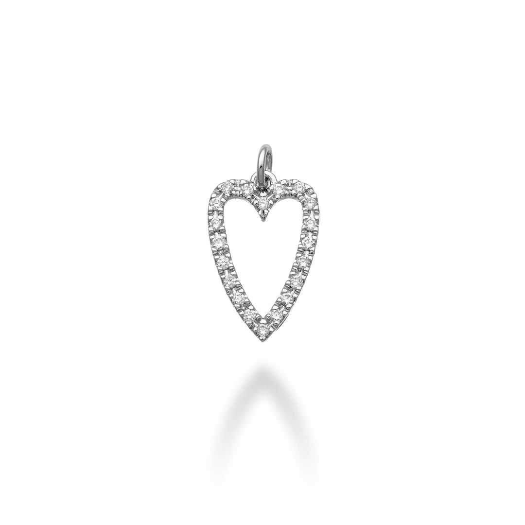 World Diamond Group long heart pendant 18k 0.12 ct white gold GPEN213DIO4