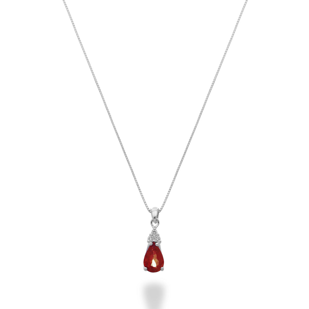 Nihama cl 18k ruby ​​n. 6x4 drop with three diamonds ND5192O4RBN042