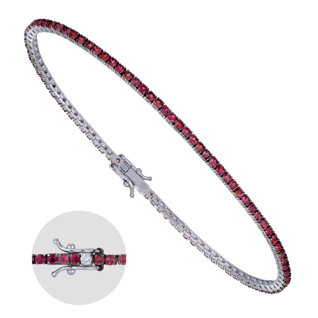 World Diamond Group tennis bracelet bezel wire with rubies and 1 spot BTF001RUDI2A-21054110039