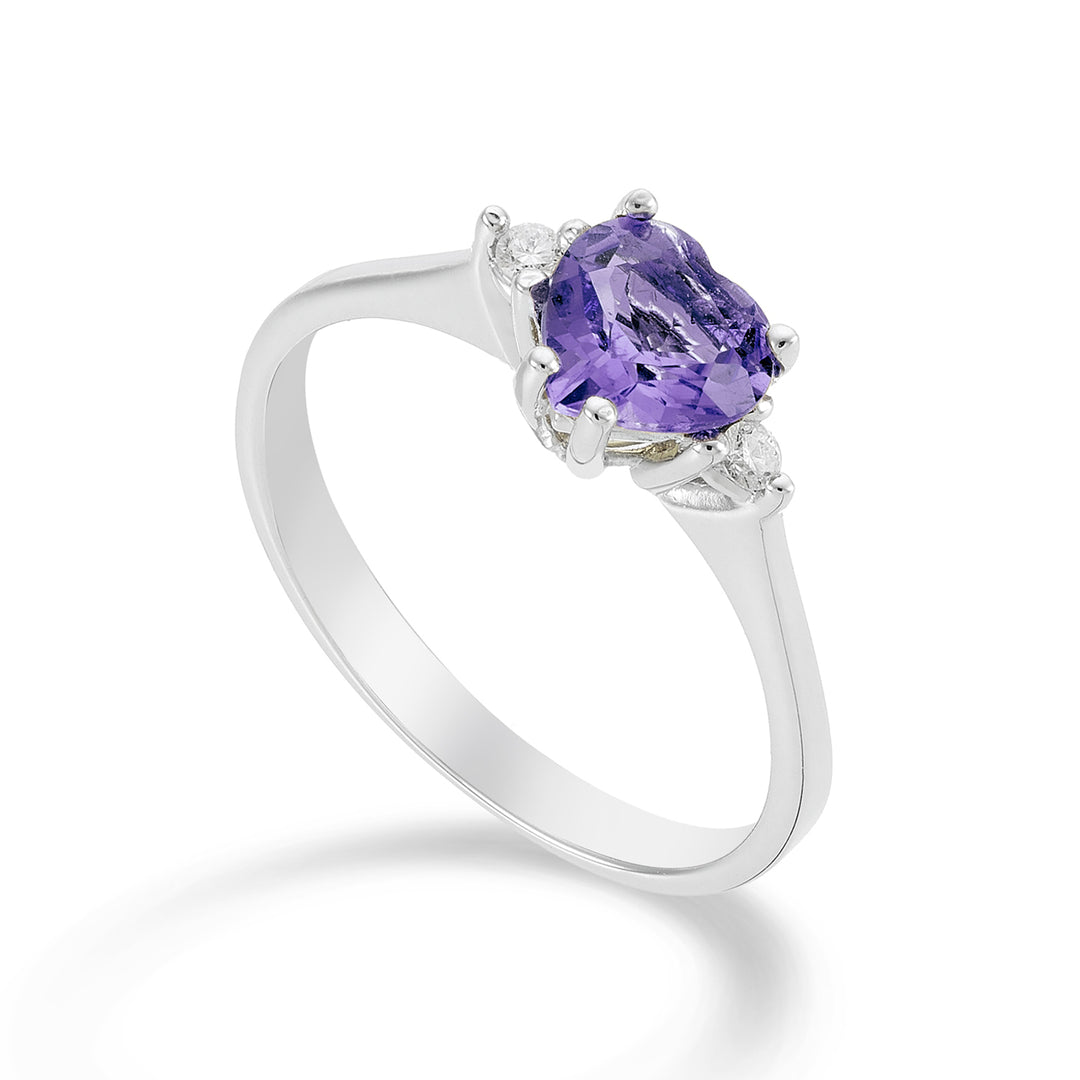 Mikiko an 18k amethyst heart 6x6 ct.0.65 diam. ct.0.04 MACL198DIAMET66O4