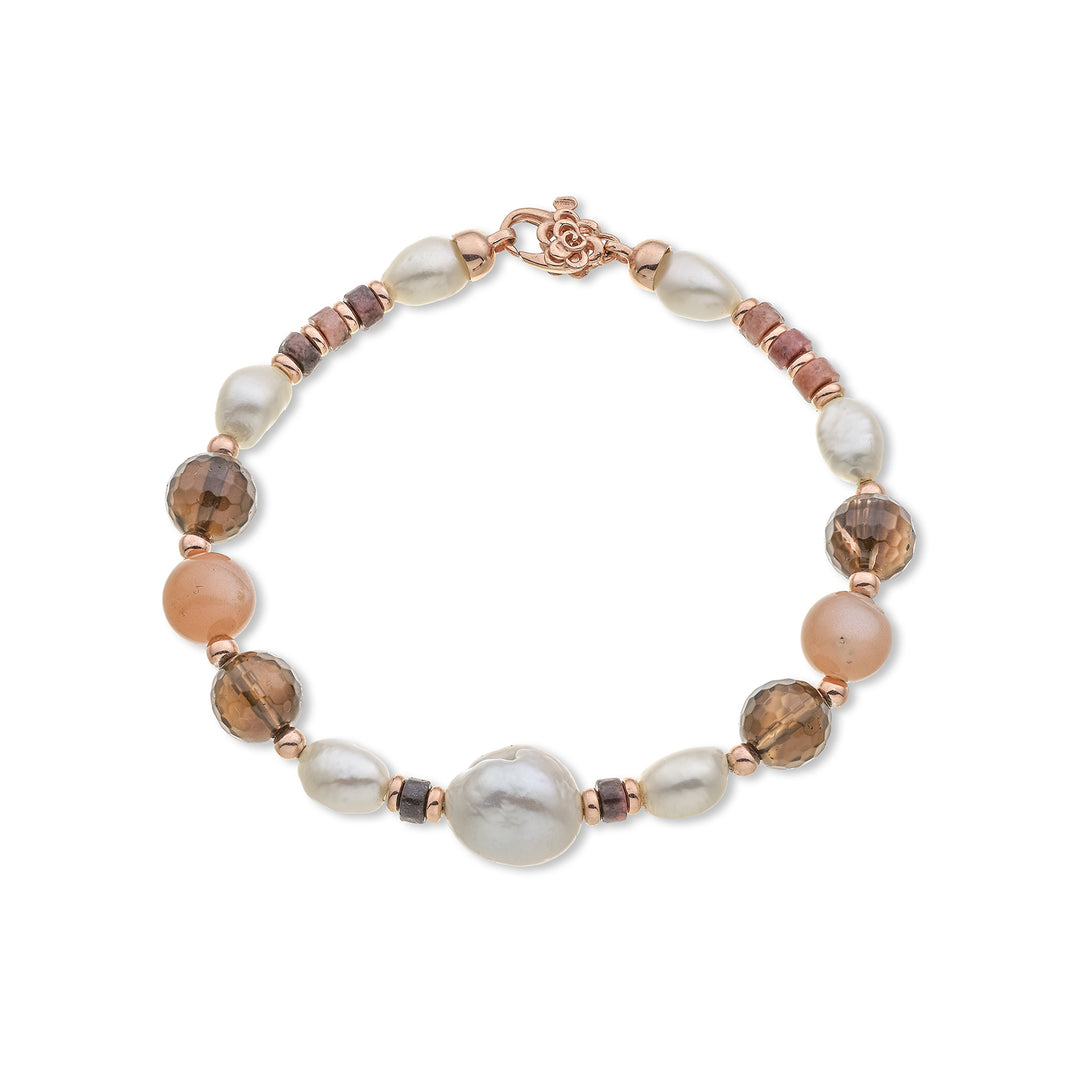 Nihama br ag925 fw bar 6/7 nucl. 11/12 smoky quartz and moonstone 8mm NB7453A3SMOKE QUARTZ