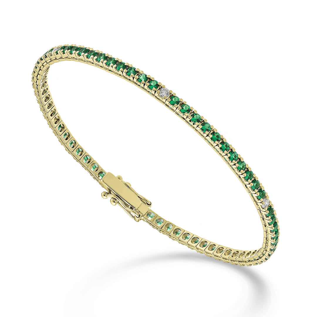 Mikiko br tennis 18k emeralds 2.30 ct diamonds 0.22 ct 17.5 cm - 71 yellow gold settings MBTQ250SMRDIO1