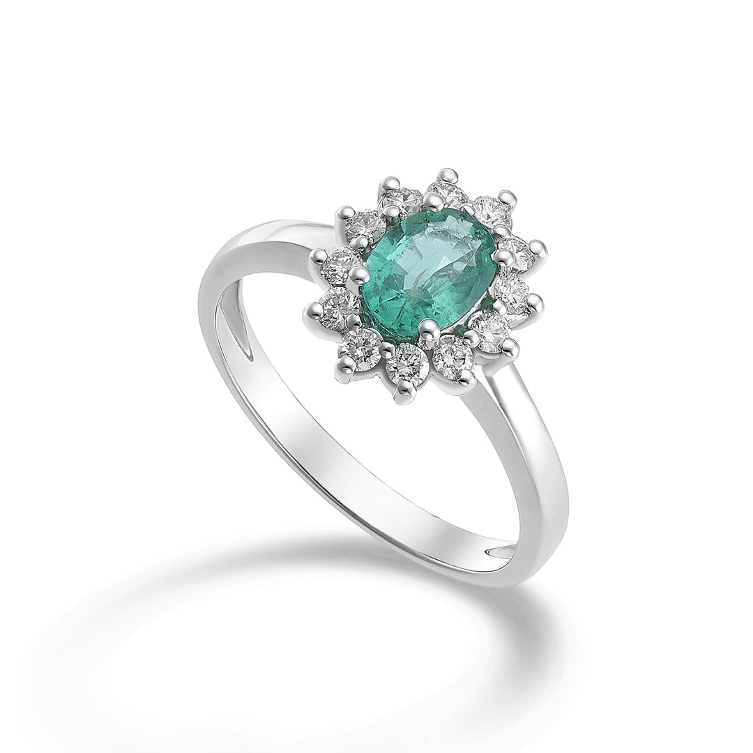 Nihama an 9k oval emerald 7x5 ct.0,60 diam. 0.30 ct NA5094R4BE