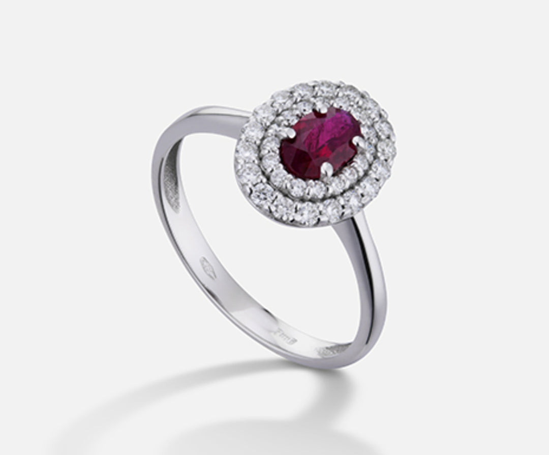 Nihama an 18k ruby ​​n. oval 6x4 ct.0.40 dia ct.0.33 NA5117O4RBN040