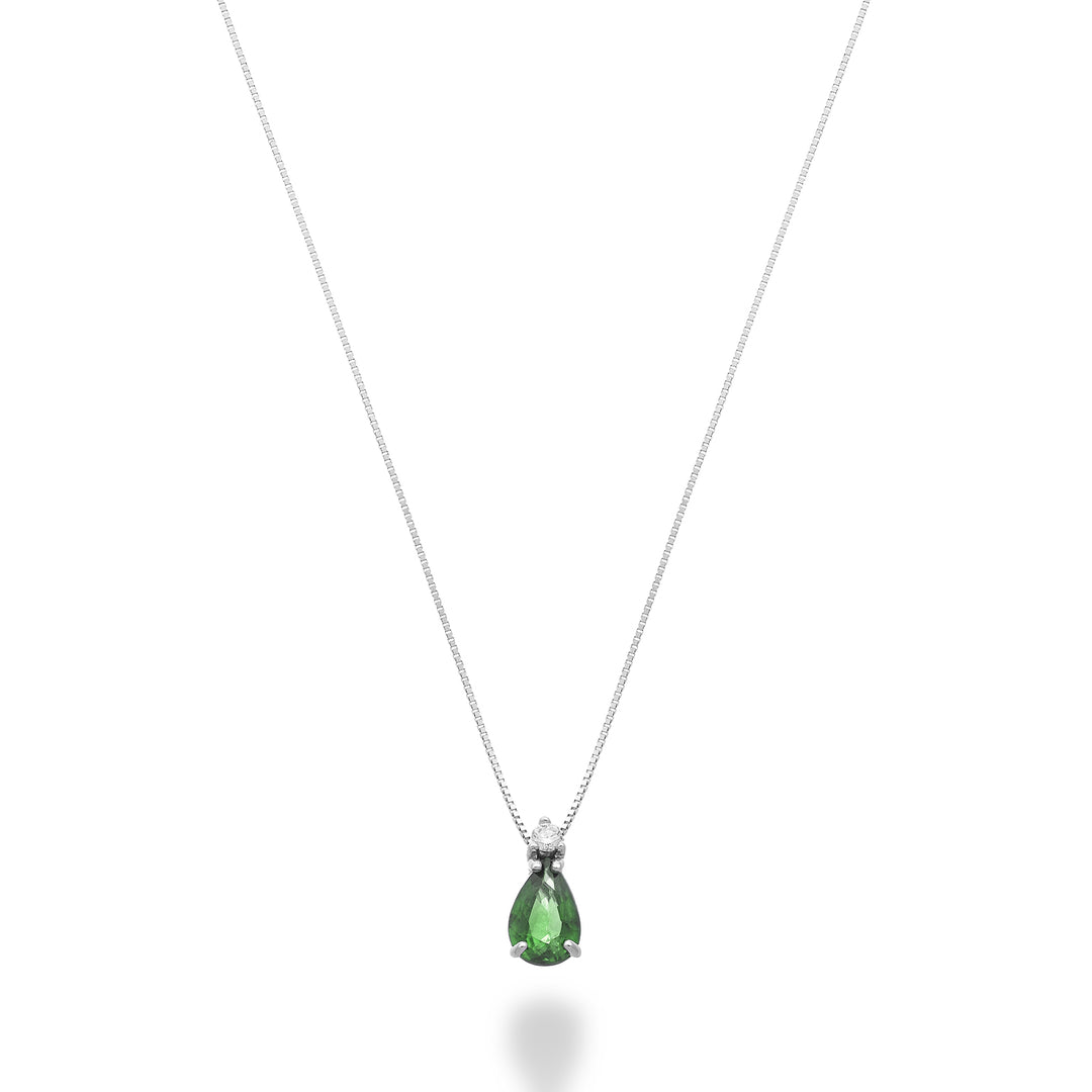Nihama cl 18k emerald drop 6x4 with diamond ND5191O4BE