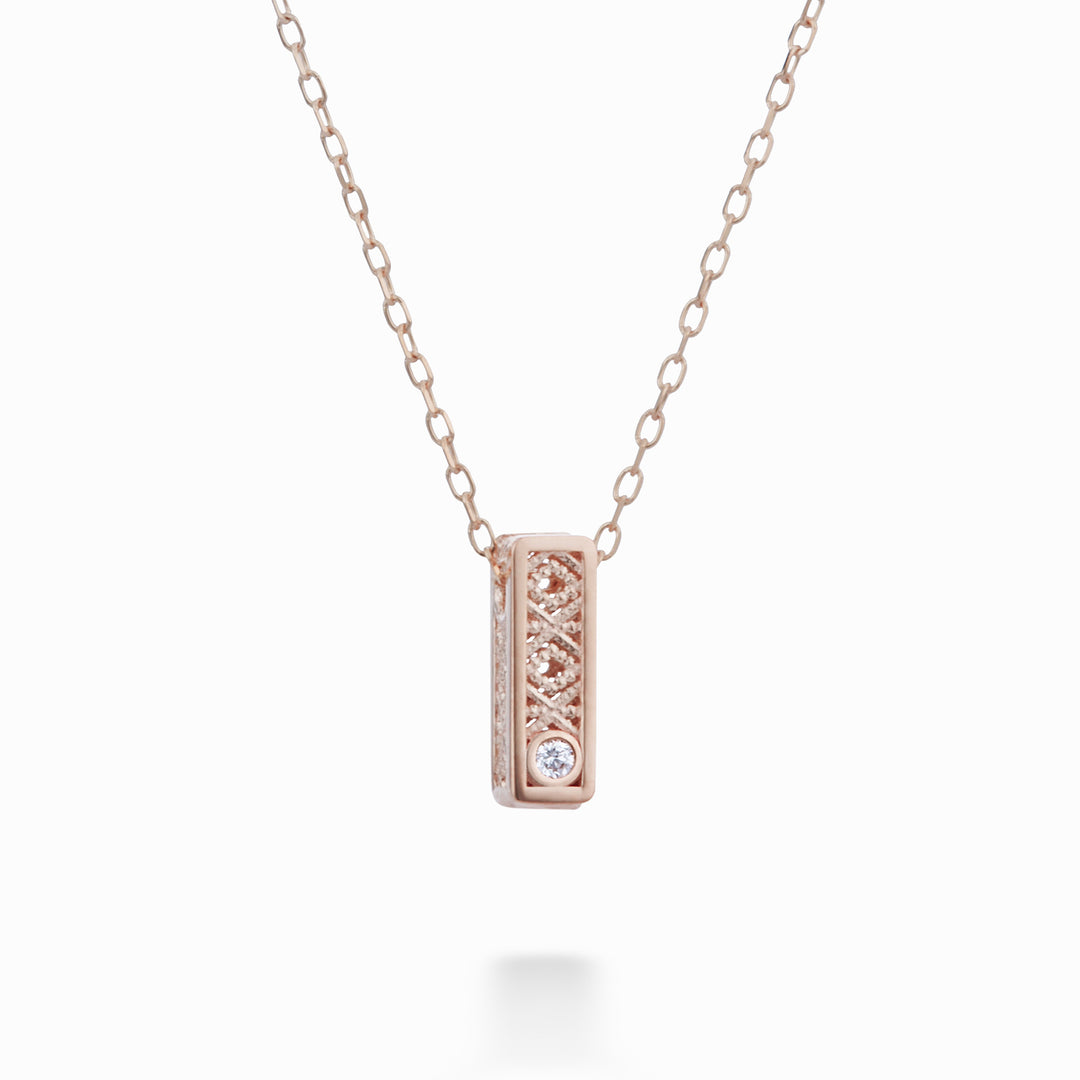 Nihama cl 18k letter i rose gold diam. ct.0,01 NDLETHIUM3