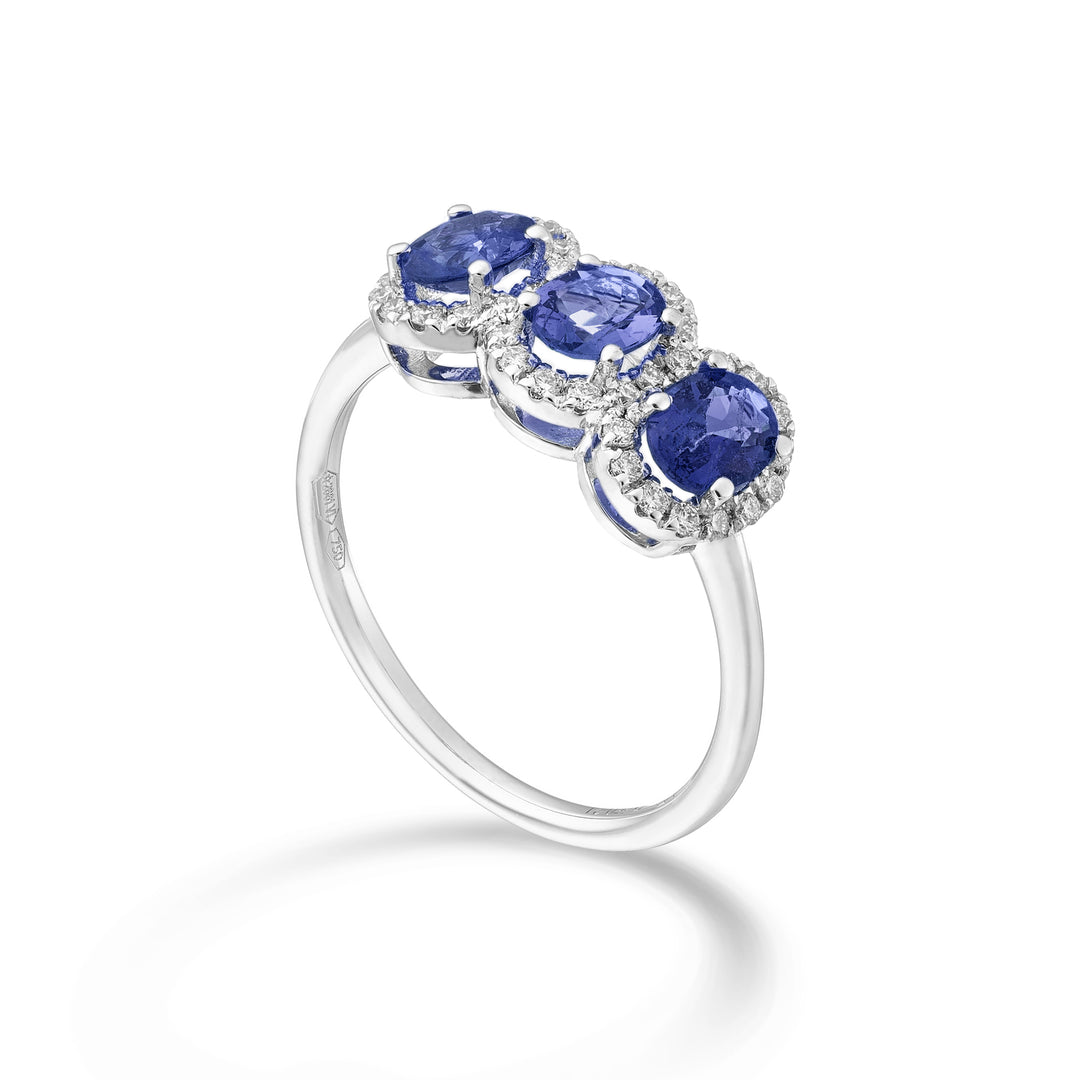 Nihama an 18k sapphire trilogy nat. oval 5x4 ct. 1.20 diam. 0.21 ct NA5194O4ZBN54