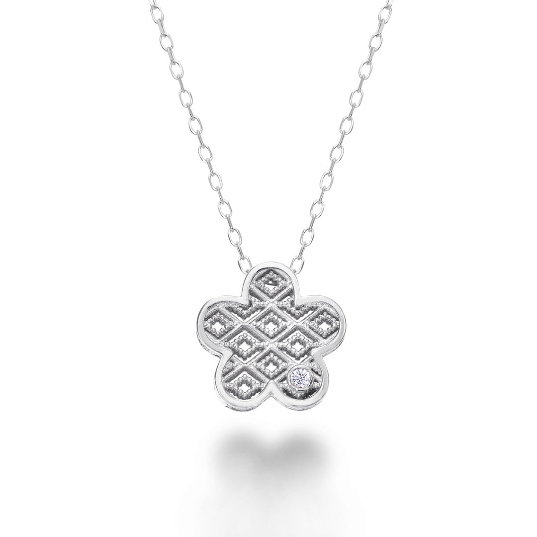 Nihama cl 18k white gold flower diam. ct.0,01 NDFIOREO4