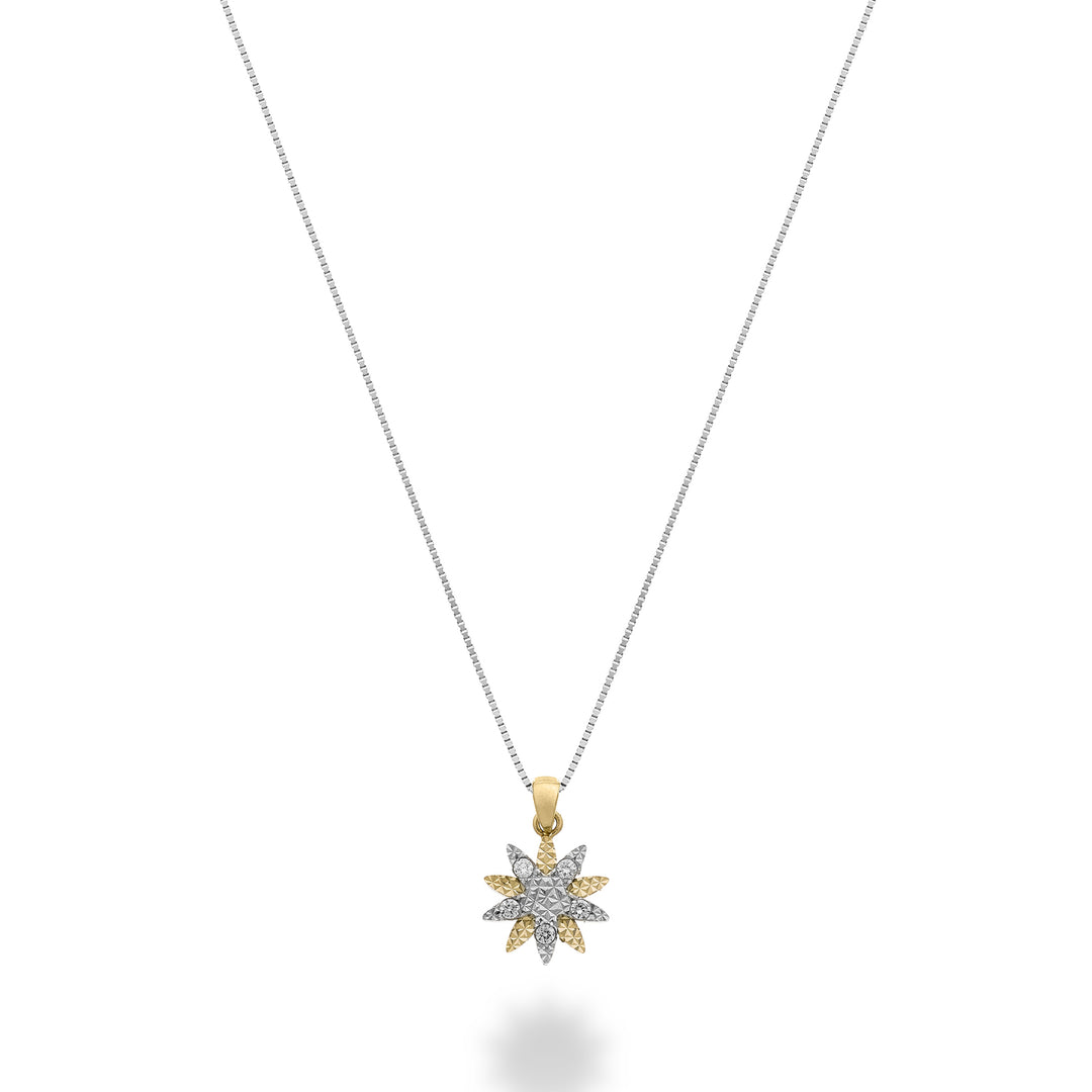Nihama cl 18k flower pattern with diamonds, elements in yellow gold and white gold ND5200O7BR003