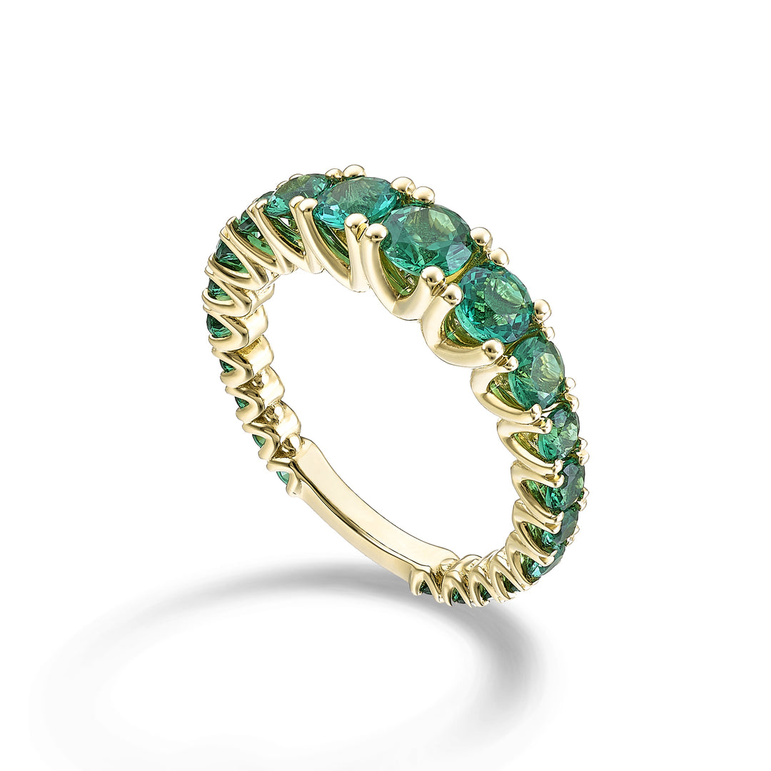 X-Diamond an 18kt emerald lab tot. 1.90 ct central 0.30 ct graduated with yellow gold bar LXDABIC1495SMO1