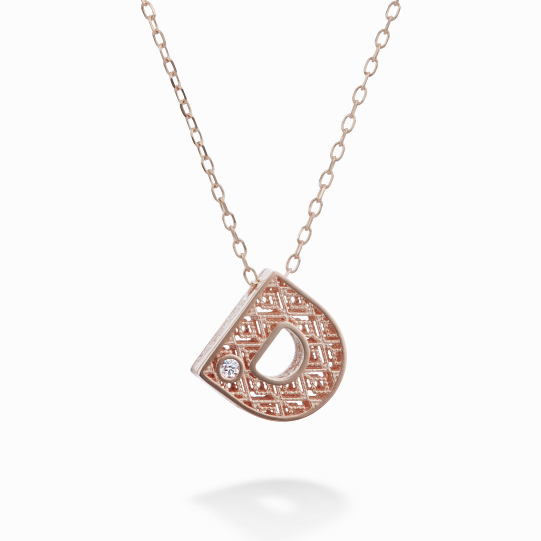 Nihama cl 18k rose gold letter diam. ct.0,01 NDLETDO3